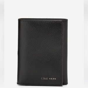 Brand New Cole Haan Genuine Leather Men’s Boxshine Trifold Black Wallet